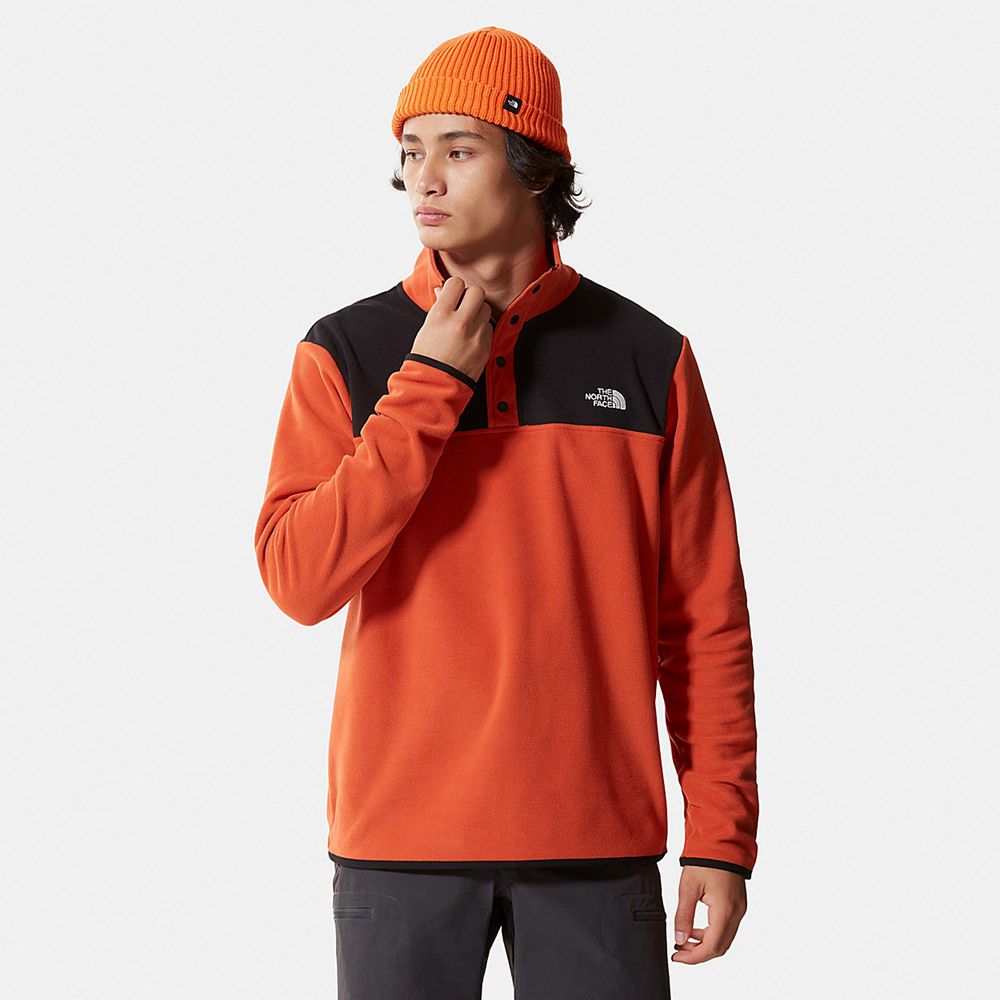 The North Face Fleece Mens Australia - The North Face Tka Glacier Snap-Neck Orange / Black Hiking (W